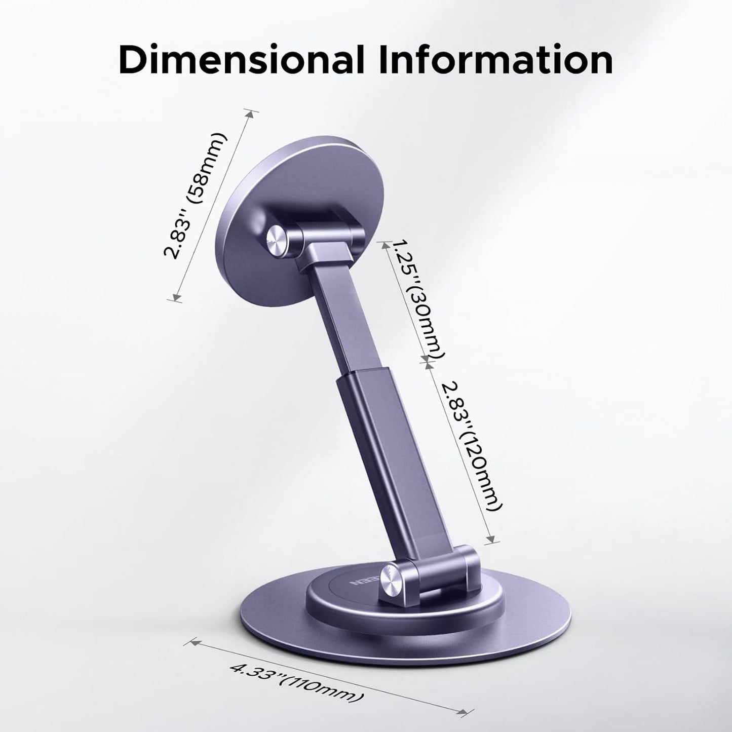 UGREEN Magnetic Phone Stand for MagSafe, Height Adjustable iPhone Stand for Desk with 360° Rotation Compatible for iPhone 17 Air 16 Pro 15 Pro Max 14 Plus 13 12 and MagSafe Case, Black