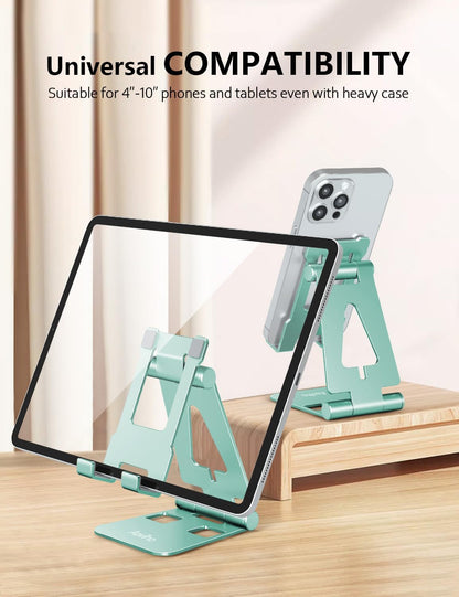 Aoviho Cell Phone Stand for Desk, Adjustable Desktop Phone Holder Stand, Foldable Moblie Phone Dock for iPhone17 16 15 14 13 12 11 Pro Xs Max Xr X 8 7 6 5 5s SE Nintendo Switch All Phones, Pink