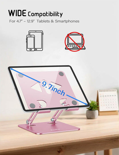 Aoviho Tablet Stand Holder for Desk, Adjustable Desktop Tablet Holder, Foldable Aluminum Tablet Mount for iPad pro 12.9, iPad Air Mini, Samsung Galaxy Tabs Z Fold Kindle Fire 4-12 inch Purple