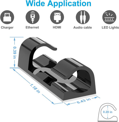 Adhesive Cable Clips Clear (40PCS, M), Upgraded Wire Holders for Wall, Strong Cord Organizer Under Desk, Car, PC, Christmas Light Indoor/Outdoor