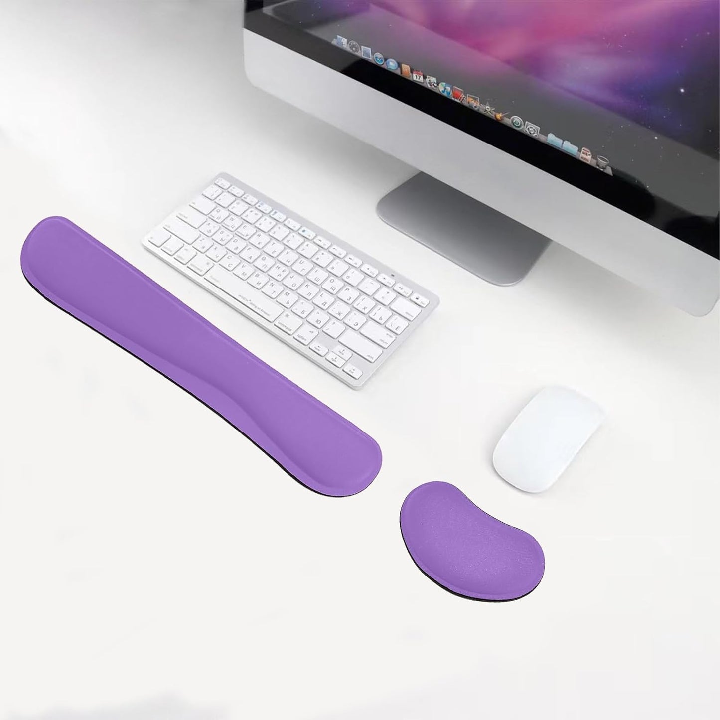 Keyboard Wrist Rest and Mouse Wrist Rest Set - Ergonomic Memory Foam Wrist Cushion - for Wrist Support on Computer, Laptop, Office, Playing Games, Typing Relieves Wrist Pain Black
