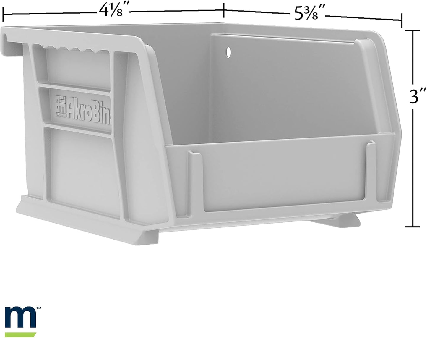Akro-Mils 30210 AkroBins Plastic Storage Bins, Space-Saving Stackable Bins for Garage, Pantry, Craft Organization, 5" x 4" x 3", Stone, 6-Pack