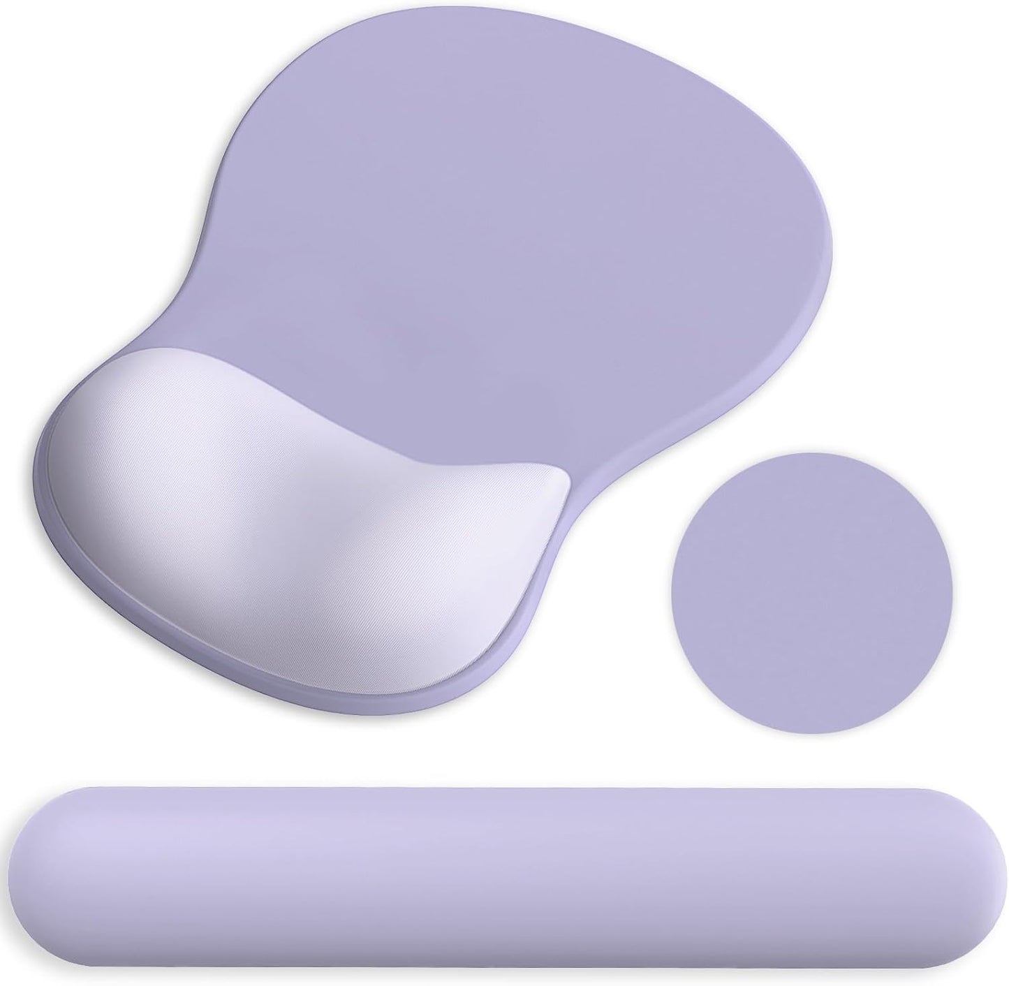 Ergonomic Mouse Pad with Wrist Rest and Keyboard Wrist Rest, Black Mousepad and Wrist Rest for Computer Keyboard, Pain Relief, Non-Slip PU Base, Gel Mouse Pad with Wrist Support for Gaming, Office