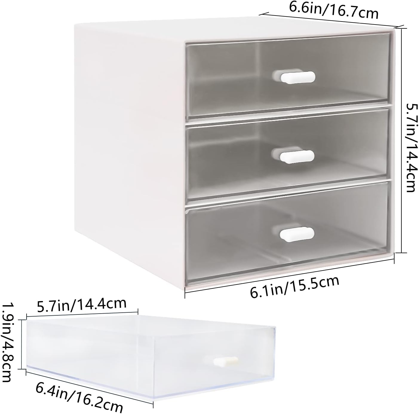 Desk Organizer with Drawer, Desk Storage Box, Plastic Office Stationery Supplies Organizers, Desktop Organizer for Office School Home (4 drawer, Black)
