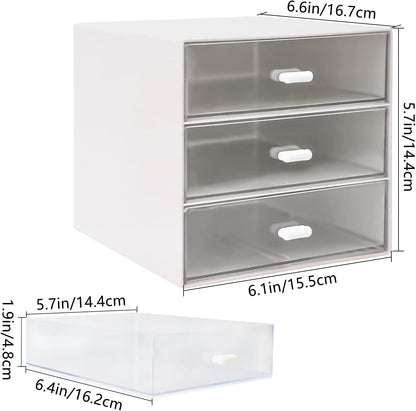 Desk Organizer with Drawer, Desk Storage Box, Plastic Office Stationery Supplies Organizers, Desktop Organizer for Office School Home (4 drawer, Black)
