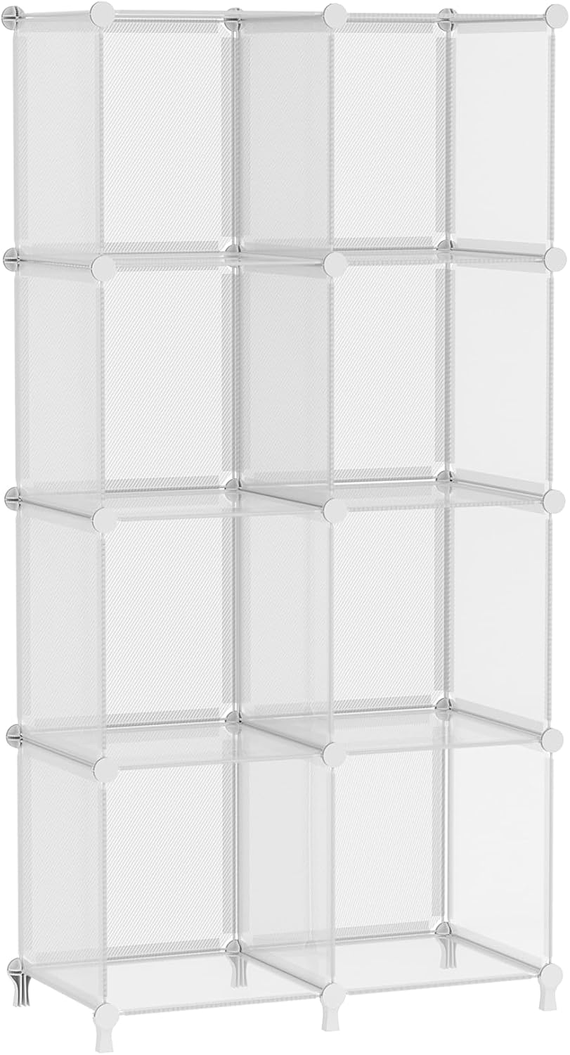 AWTATOS Cube Storage Organizer, 16 Cube Closet Organizer, Stackable Storage Cube Shelves, DIY Portable Closet Clothes Organizer Shelving for Bedroom, Closet, Wardrobe, Bathroom, White