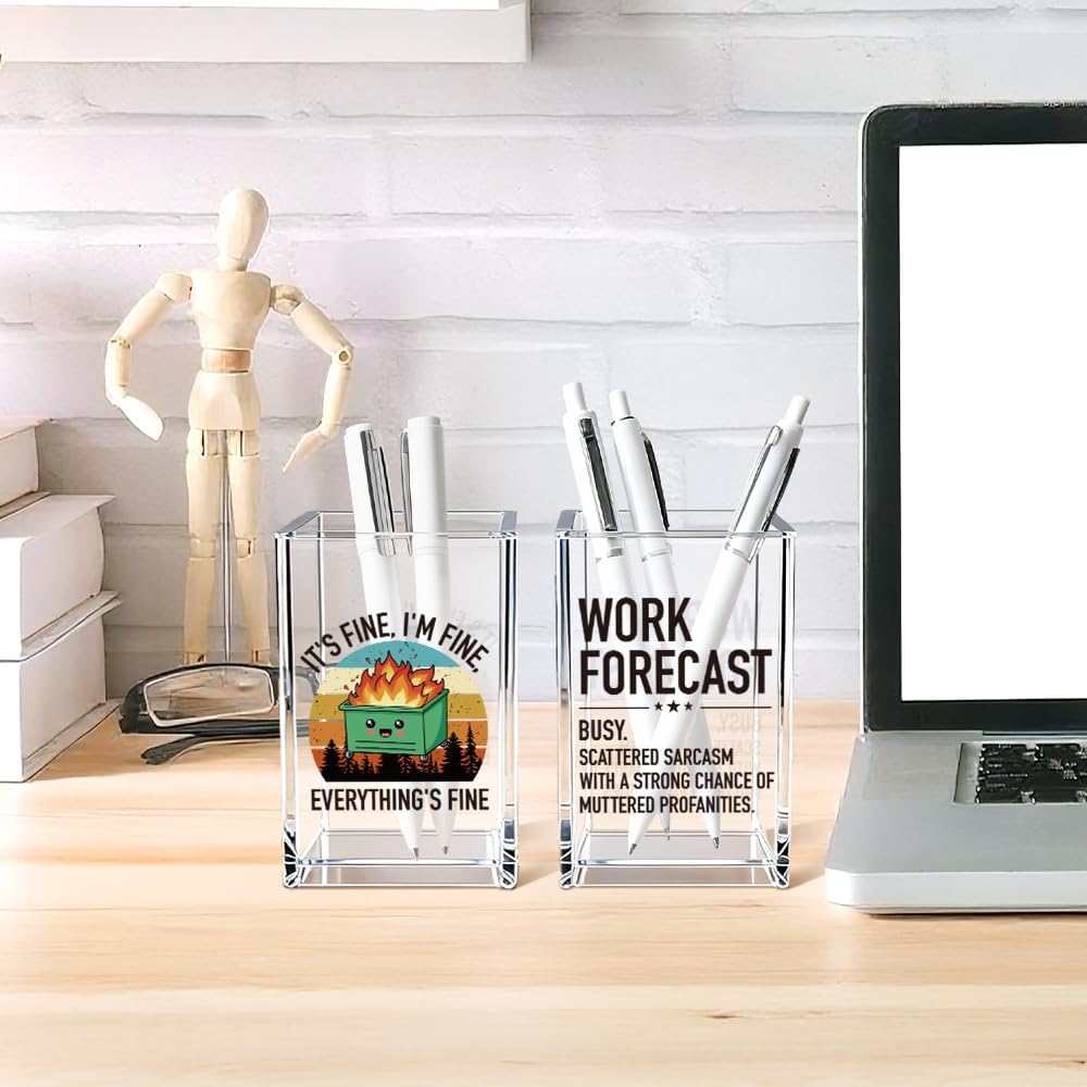 Everything is Figureoutable Acrylic Cosmetic Pencil Pen Holder Cup, Emotional Dumpster Fire Pencil Pen Holder Cup, Therapy Gifts, Mental Health Gifts for Women Colleague Boss Teacher