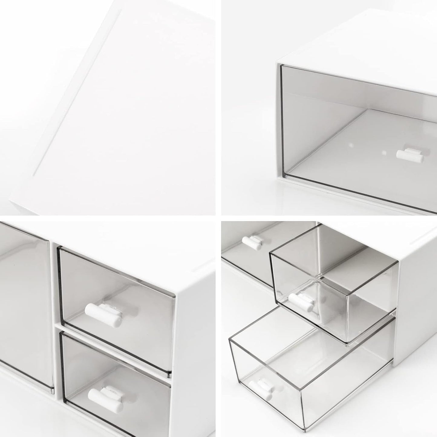Desk Organizer with Drawers Stackable Storage Drawers, Plastic Compact Desk Storage Box Great for Office School Home Small Space- 1drawers (White)