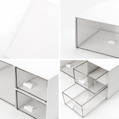 Desk Organizer with Drawers Stackable Storage Drawers, Plastic Compact Desk Storage Box Great for Office School Home Small Space- 1drawers (White)