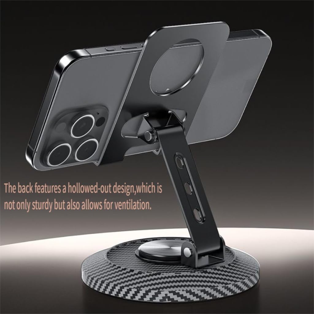 Adjustable Cell Phone Stand,360 Rotating Foldable Desktop Cellphone Stand with Anti-Slip Base Portable Phone Holder for iPhone 17 16 15 14 13 Pro Max, All Smart Phones, iPad