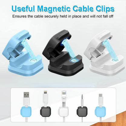 18 Pack Cord Organizer Holder,Magnetic Cable Clips Management, Easy Adhesive Phone USB Charger Cord Keeper, Hide Or Organize Desk Cable for Kitchen, Office, Car, Nightstand （Black）