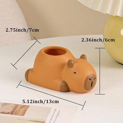 Pen Holder for Desk, Ceramic Capybara Cute Pencil Holder, Makeup Brush Holder, Desktop Organizer Storage Pen Cup for Office Home Decor