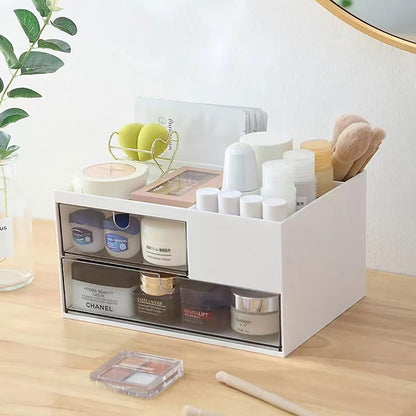 Desk Organizer with Drawers Stackable Storage Drawers, Plastic Compact Desk Storage Box Great for Office School Home Small Space- 1drawers (White)