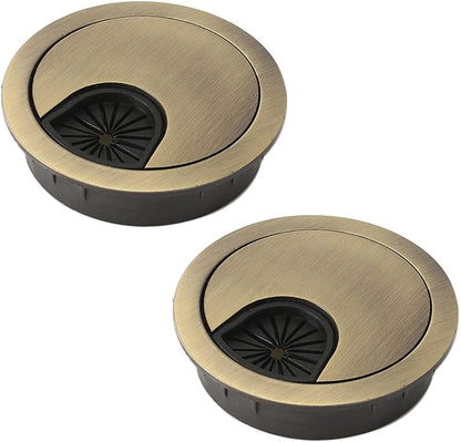 2-Piece 80mm Desk Cable Grommets, Computer Desk Metal Cable Hole, Round Cable Hole Cover for Desktop Cable Organizer(Bronze)