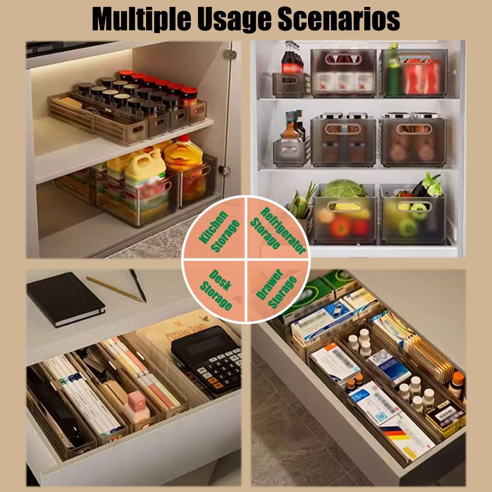 Foldable Storage Bins, 2 Pack Plastic Expandable Boxes for Organizing, Adjustable from 11-18.8" Drawer Organizers Separators Dividers for Bedroom Kitchen Utensils Tools Closet, Small