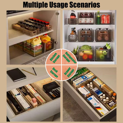 Foldable Storage Bins, 2 Pack Plastic Expandable Boxes for Organizing, Adjustable from 11-18.8" Drawer Organizers Separators Dividers for Bedroom Kitchen Utensils Tools Closet, Small