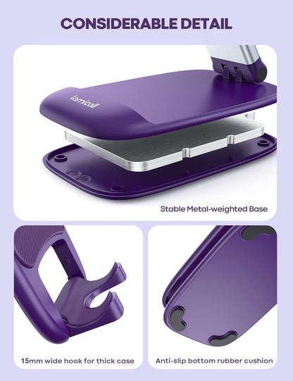 Lamicall Cell Phone Stand for Desk - [Height Adjustable] Foldable Mobile Phone Holder, Portable Stand for iPhone 17 16 15 14 13 12 11 Pro Max Plus Air, Galaxy S25, Office Gift Mothers Day Accessories