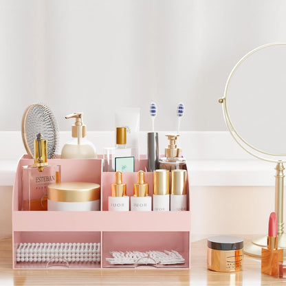 Makeup Organizer with Drawers, Cosmetic Storage for Dresser Vanity and Bathroom Countertop, Beauty Holder for Lipstick Brush, Skincare Organizer for Vanity, Cosmetic Display Case (White)