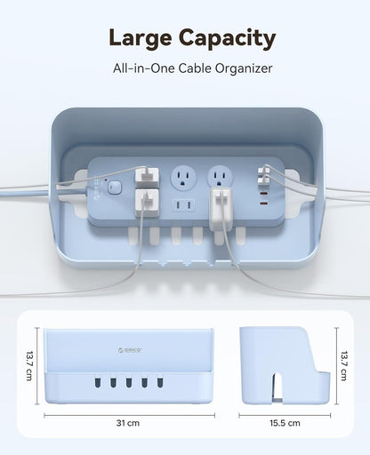 ORICO Cable Management Box with Phone Stand Lid, Large Cord Organizer Case for Hiding Power Strips & Surge Protectors, Heat Dissipation Desktop Wire Hider for Home, Office, School - PB02