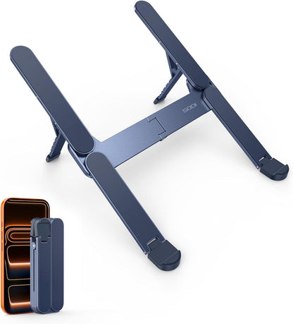SODI [Ultra Compact] Foldable & Portable Laptop Stand for Desk, Lightweight Tablet Stand for Business Travel, Library, Cafe, 6 Level Height Ergonomic Aluminum Computer Holder for 10-16" Laptops