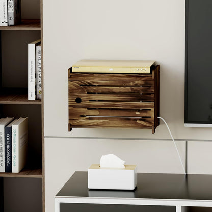 Wooden WiFi Router Storage Box Hider Shelf, Decorative Projector Box Hider Rack Countertop, for Cable, Modem, Internet, Router Power Cover Storage Organizer Cabinet Wall Mounted, Solid Wood