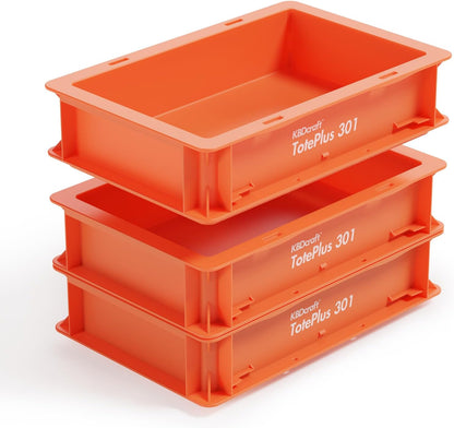 KBDcraft Stackable Storage Bin - Heavy-Duty Plastic Organizer Box and Tray with Straight Walls, small plastic bin totes for storage, 12"x8"x3", 0.5Gal, Green, 3 Pack