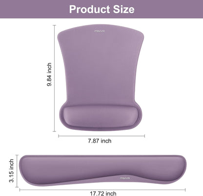 MOSISO Wrist Rest Support for Mouse Pad & Keyboard Set, Ergonomic Mousepad Non-Slip Base Home/Office Pain Relief & Easy Typing Cushion with Neoprene Cloth & Raised Memory Foam, Apricot