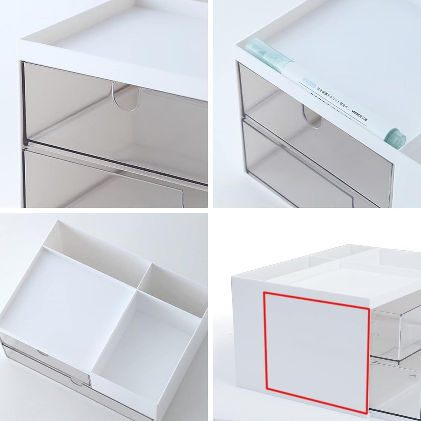 Desk Organizer with Drawers Stackable Storage Drawers, Plastic Compact Desk Storage Box Great for Office School Home Small Space- 1drawers (White)