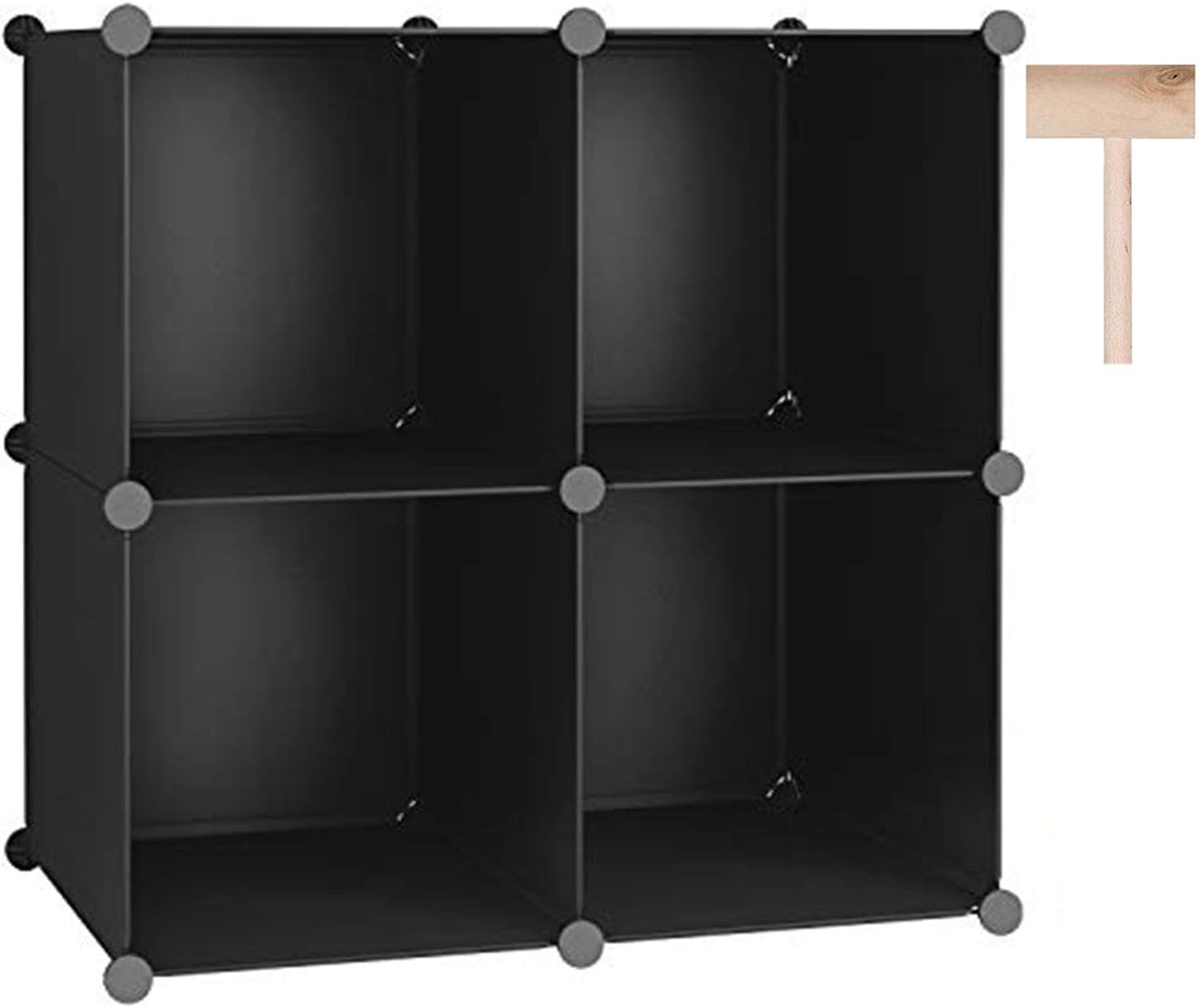 C&AHOME Cube Storage Organizer, 4-Cube Shelves Units, Closet Cabinet, DIY Plastic Modular Book Shelf Ideal for Bedroom, Living Room, Office, 24.8" L x 12.4" W x 24.8" H Milky UPCS04M