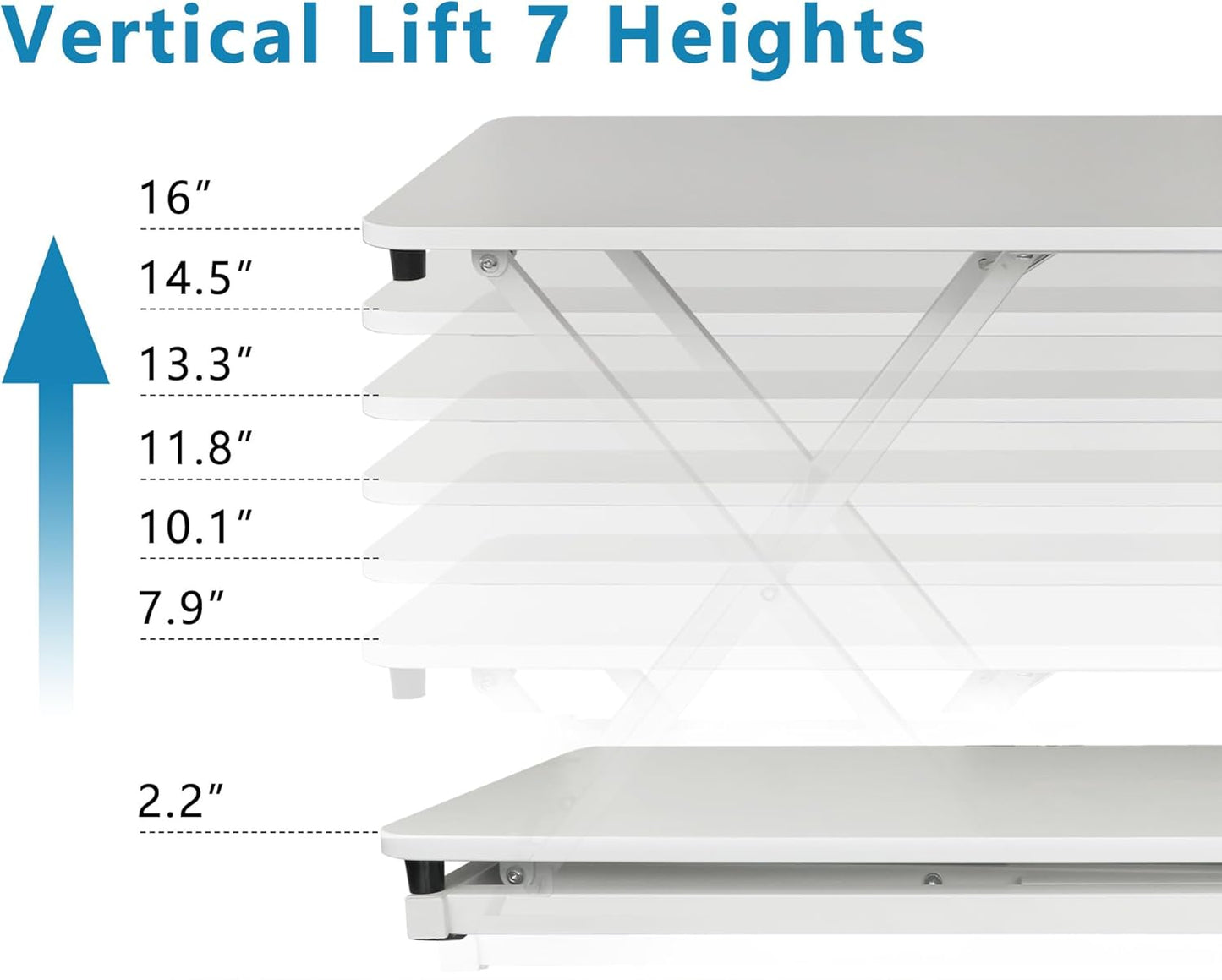 Aconcept Extra-Slim 26 x 14 inch White Lift Standing Desk Converter, Manual Adjustable Height Sit Stand up Desk Riser, Compact for Monitor or Laptop Workstation