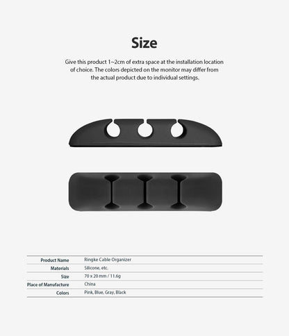 Ringke Silicone Cable Organizer for Cable Management, Durable Flexible Cord Organizer, Powerful Adhesive Cable Clips - 4 Pack
