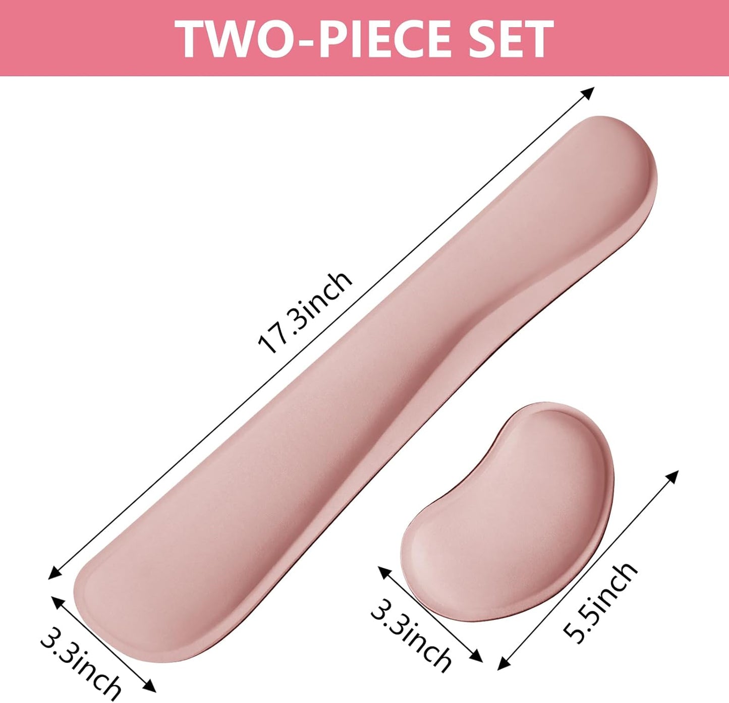 Wrist Rest for Computer Keyboard and Mouse, Ergonomic Design Wrist Support Pad for Keyboard, Soft Memory Foam Desk Pads Support Hand and Arm Easy Typing Pain Relief, 2 Piece Pad, Cream Pink