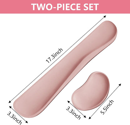 Wrist Rest for Computer Keyboard and Mouse, Ergonomic Design Wrist Support Pad for Keyboard, Soft Memory Foam Desk Pads Support Hand and Arm Easy Typing Pain Relief, 2 Piece Pad, Cream Pink