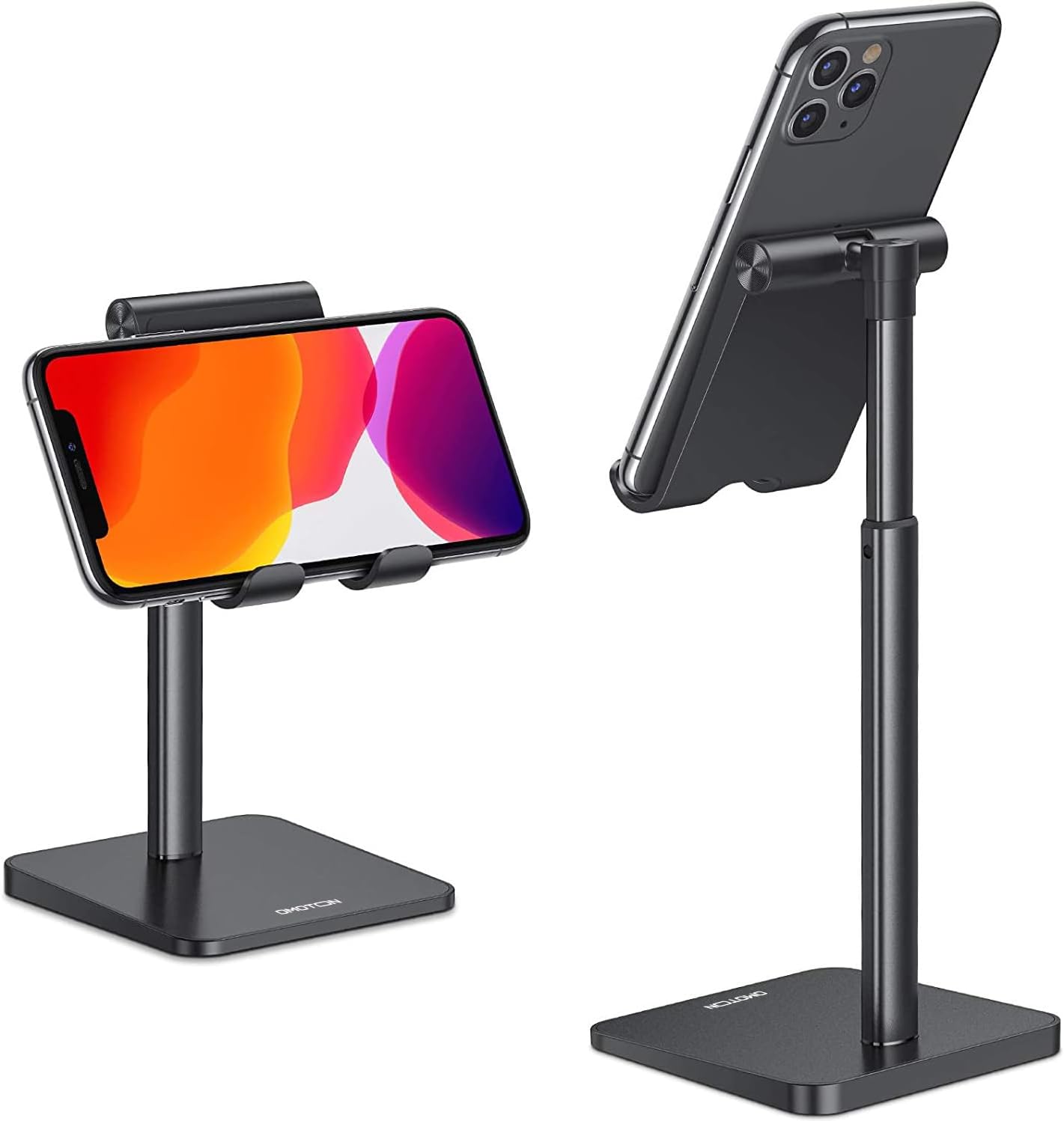 OMOTON Cell Phone Stand, Adjustable Angle Height Desk Phone Dock Holder for iPhone Air 17 Pro Max/Plus/XS/XR, Samsung Galaxy S20 / S10 / S9 / S8 and Other Phones (3.5-7.0-Inch)