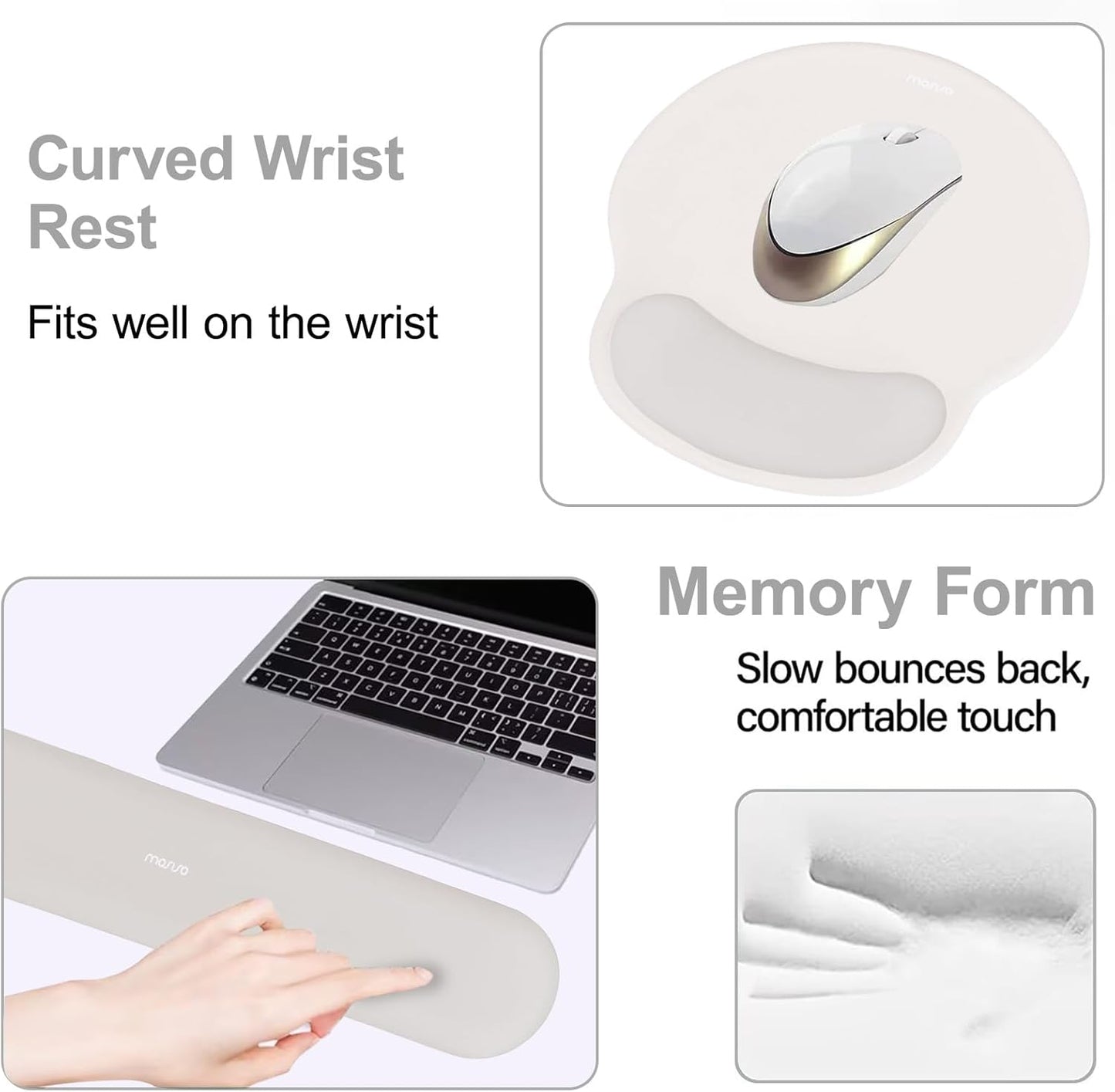 MOSISO Wrist Rest Support for Mouse Pad&Keyboard Set, Circle Curved Ergonomic Mousepad&Coaster Non-Slip Base Home/Office Pain Relief&Easy Typing Pad with Soft Cloth&Silicone Lining, Antique Green