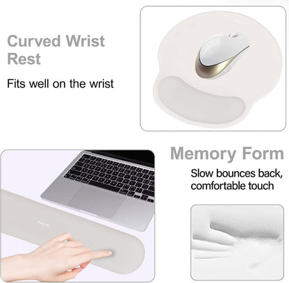 MOSISO Wrist Rest Support for Mouse Pad&Keyboard Set, Circle Curved Ergonomic Mousepad&Coaster Non-Slip Base Home/Office Pain Relief&Easy Typing Pad with Soft Cloth&Silicone Lining, Antique Green