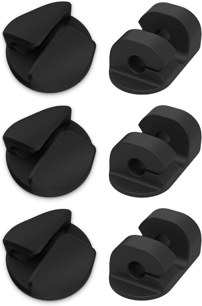 Scosche CMAA2-6PKRP 6 Pack Adhesive Cable Management Clip Kit, Cord Organizer, Wire Holder for Desk, Nightstand, Phone Charger, Computer, Home, Office, Car, Black