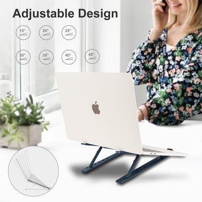 Ergonomic and Foldable Laptop Stand for Desk, Adjustable Riser, Fits All Laptops and Notebooks up to 17,Ultra-Thin,Ventilated Cooling,ABS+Silicone,Silver.