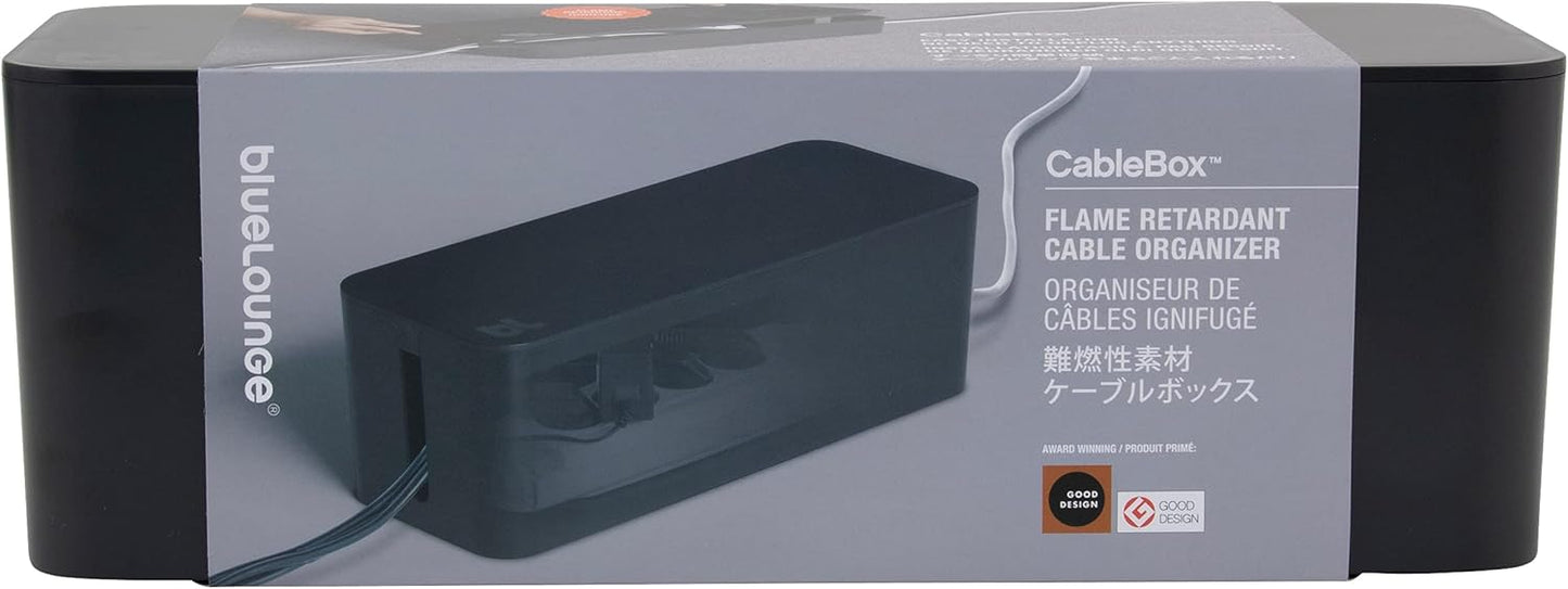 Bluelounge CableBox Mini Cable Management with Small Surge Protector, Black (CBM-BL)