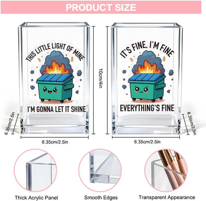 Everything is Figureoutable Acrylic Cosmetic Pencil Pen Holder Cup, Emotional Dumpster Fire Pencil Pen Holder Cup, Therapy Gifts, Mental Health Gifts for Women Colleague Boss Teacher