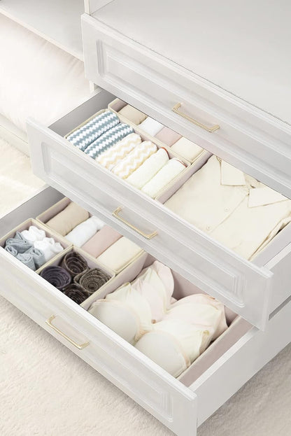 Fordonral 12 Pack Drawer Organizer Clothes, Foldable Fabric Dresser Organizer Closet Organizers and Storage Box for Underwear,Folded Clothes,Baby Clothing,Socks,Bra,Towels,Ties(12 Pack,Gray)
