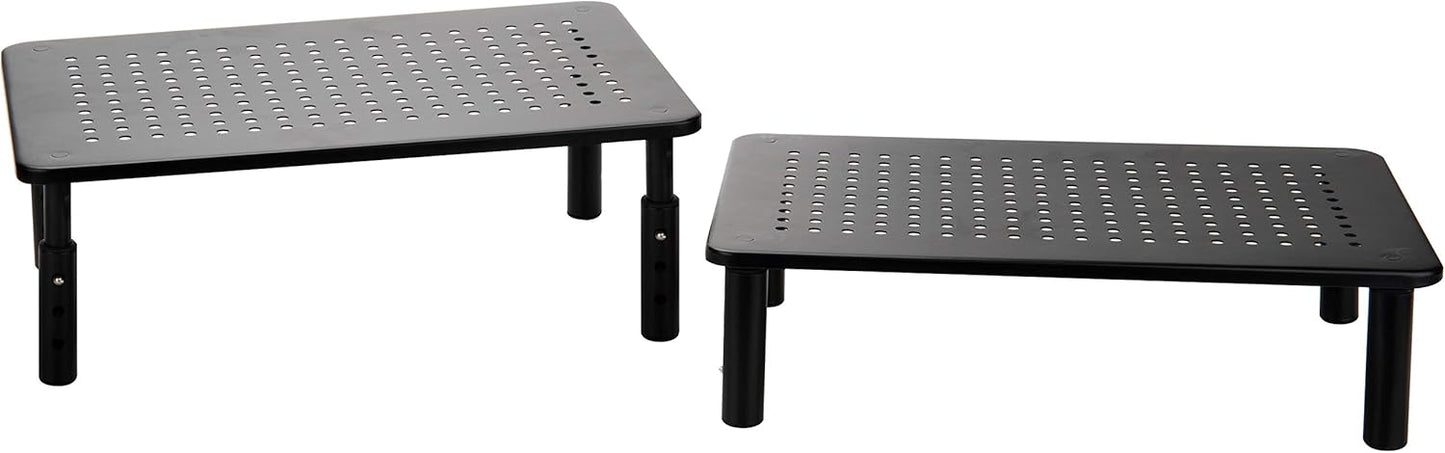 Mind Reader Monitor Stand, Height Adjustable, Ventilated Laptop Riser, Office, Metal, 14.5"L x 9.25"W x 5.5"H, Black