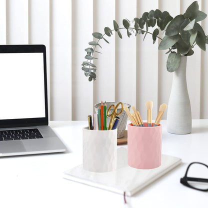 minimaliving Pen Holder,Nordic Style Silicone Waterproof Pencil Holder for Desk Simple&Modern Minimalist Makeup Organizer Multifunctional Office Supplies for Home,Kids and School(Beige)