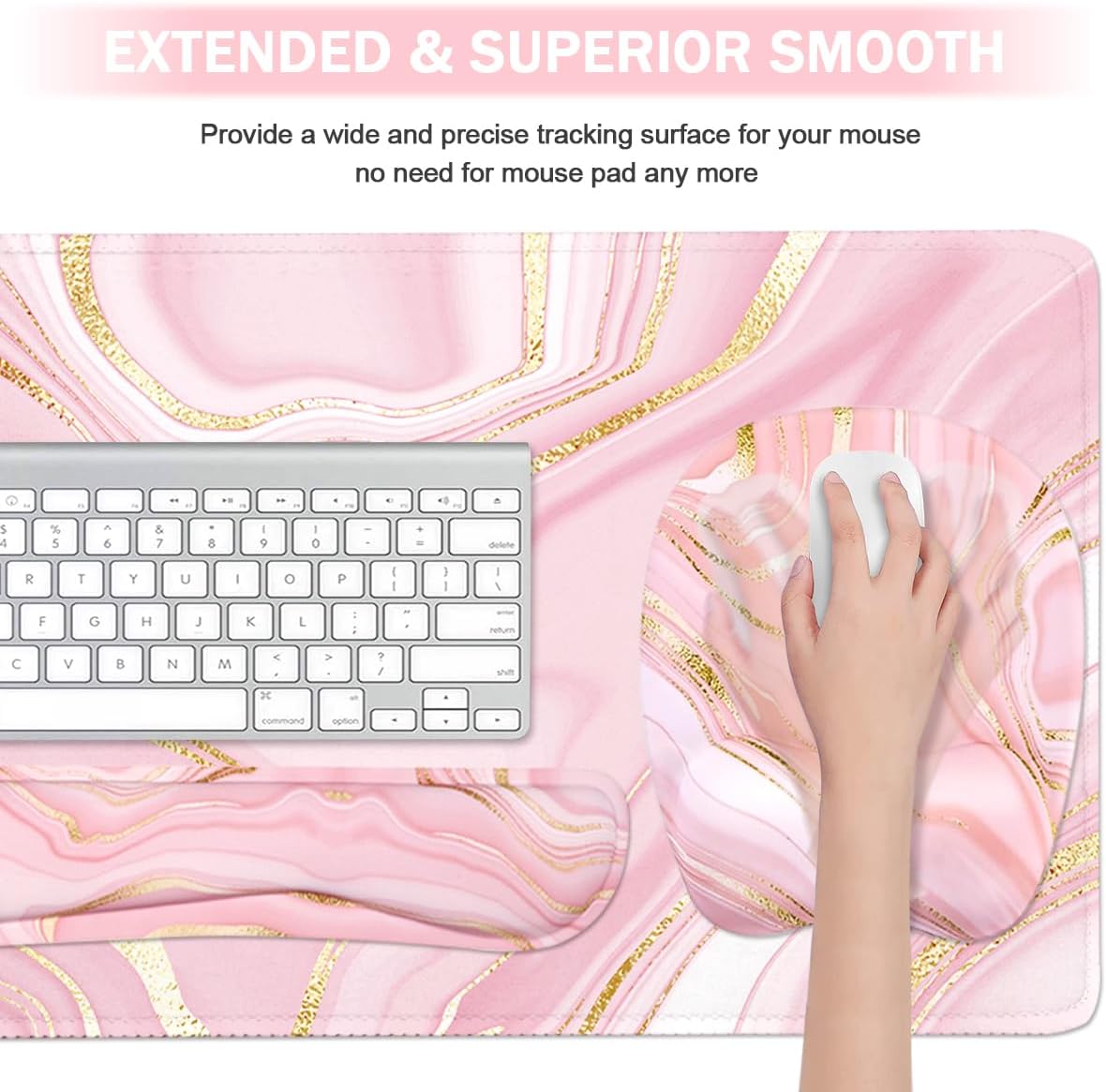 Memory Foam Set Wrist Rest Pad & Mouse Wrist Rest Support,Ergonomic Design for Office,Home,Laptop,Desktop Computer,Gaming Keyboard - Pink