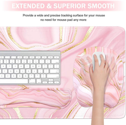 Memory Foam Set Wrist Rest Pad & Mouse Wrist Rest Support,Ergonomic Design for Office,Home,Laptop,Desktop Computer,Gaming Keyboard - Pink