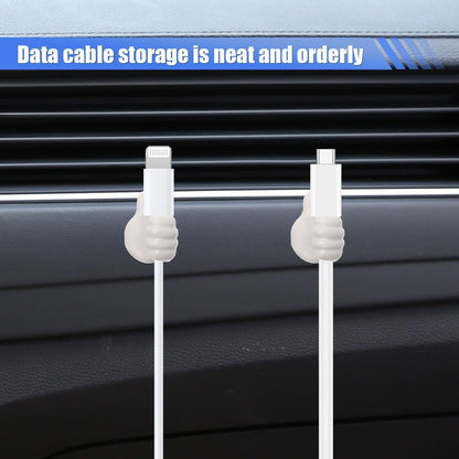 YoRise 4 PCS Mini Car Hooks, Silicone Thumb Up Cable Management, Self-Adhesive Car Key Holder, Multifunctional Wall Hanging Hook, Small Adhesive Hooks for Charging Cable Earphone (Blue)