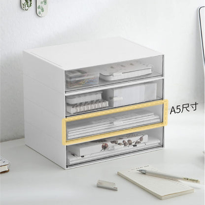 Desk Organizer with Drawers Stackable Storage Drawers, Plastic Compact Desk Storage Box Great for Office School Home Small Space- 1drawers (White)