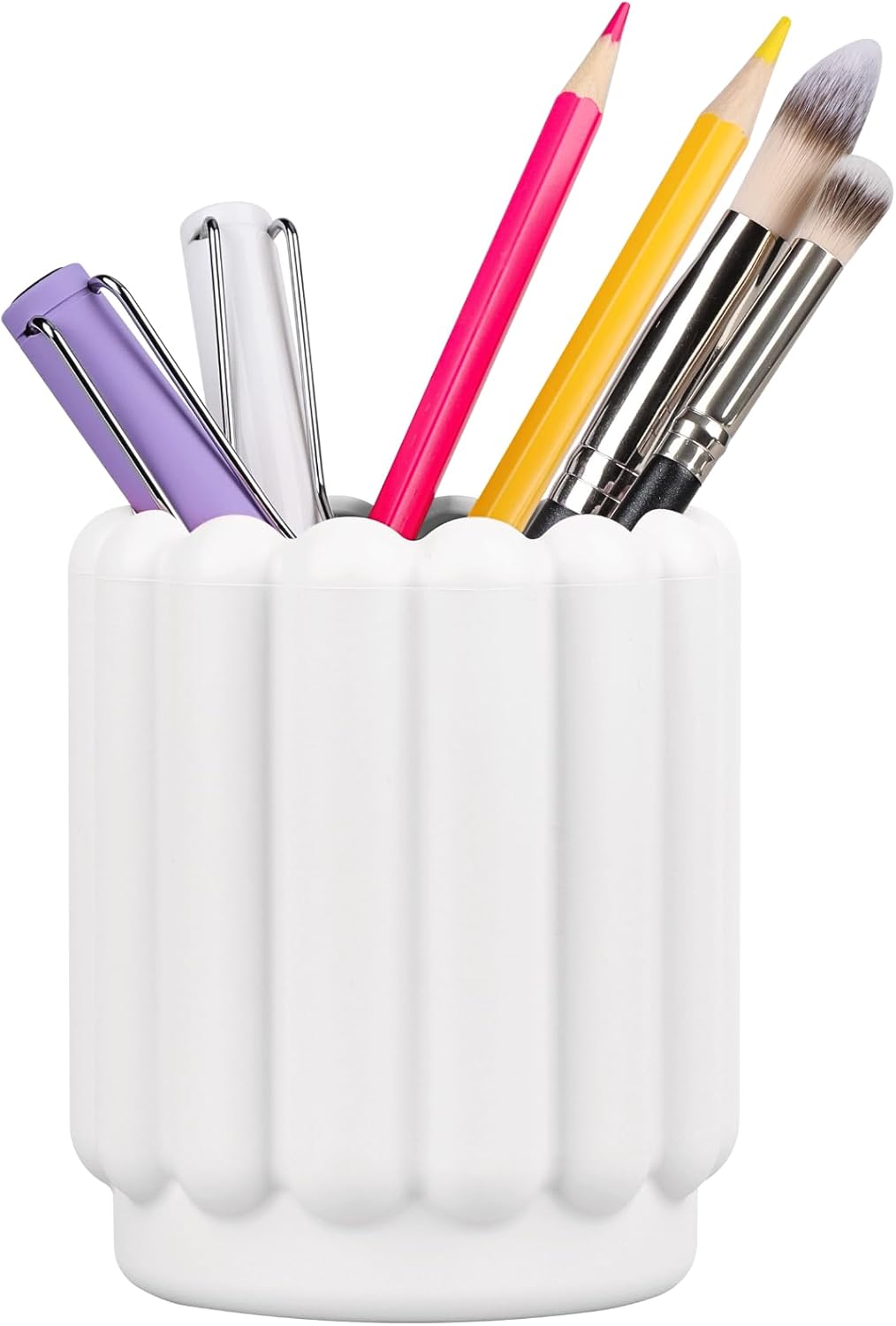 Silicone Pen Holder, Pencil Holder Cute Pens Cup for Desk for Kids Office Decor Desk Accessories Pen Pot Desk Organizer (White)