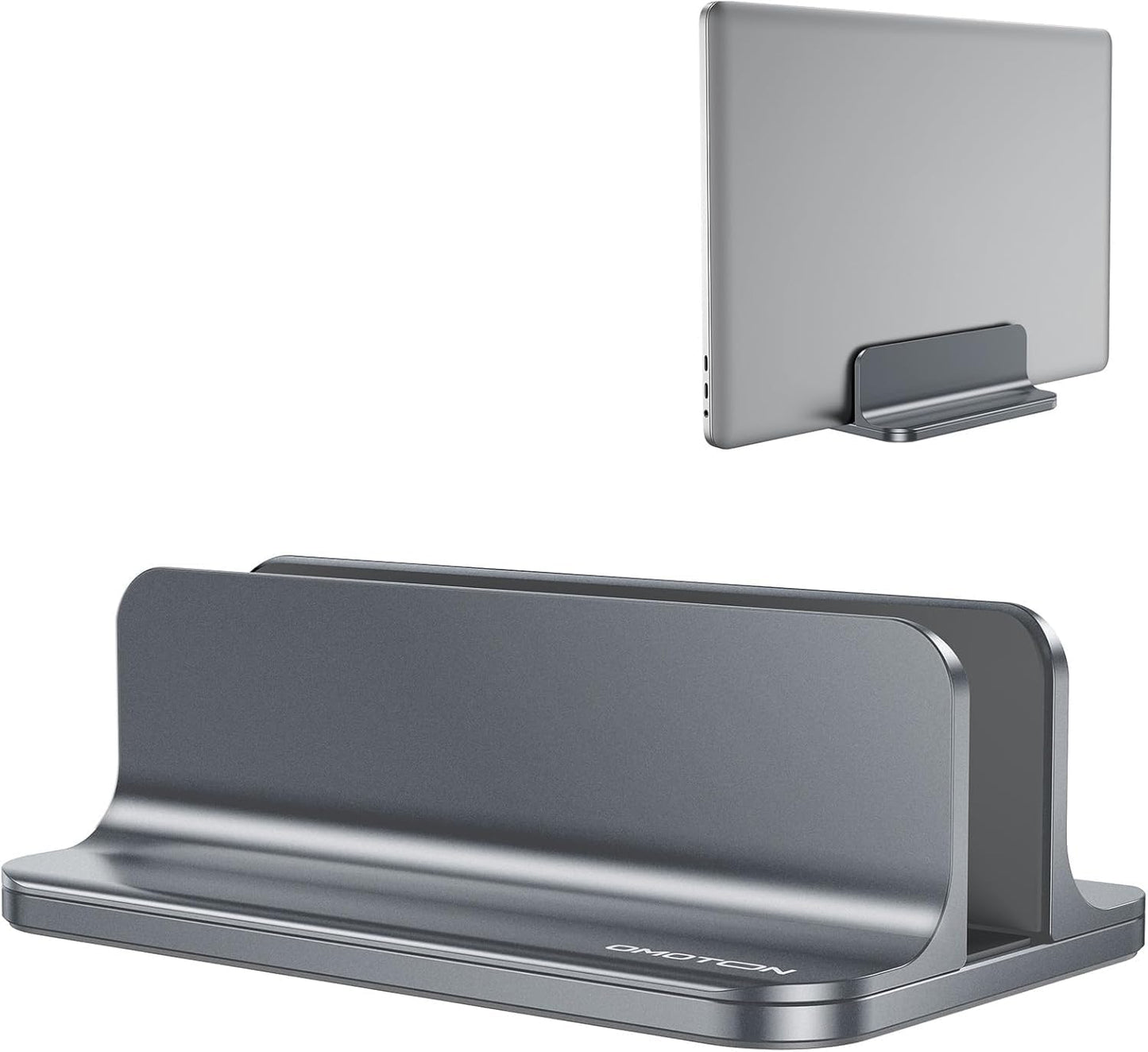 OMOTON Vertical Laptop Stand Holder, Desktop Aluminum Stand for MacBook with Adjustable Dock Size, Fits All MacBook, Surface, Chromebook and Gaming Laptops (Up to 17.3 inches),Black