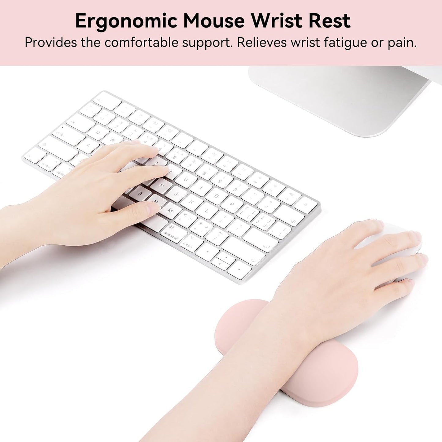 MOSISO Silicone Wrist Rest Pad, Ergonomic Gel Support for Keyboard & Mouse, Soft Comfortable Wrist Cushion for Typing, Gaming, Pain Relief, Office, Laptop Use, Black